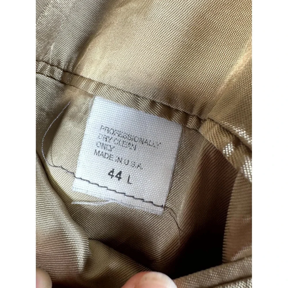 Mens Blazer‎ Jacket 44L Beige Single Breasted Lined Notch Lapel MADE IN USA